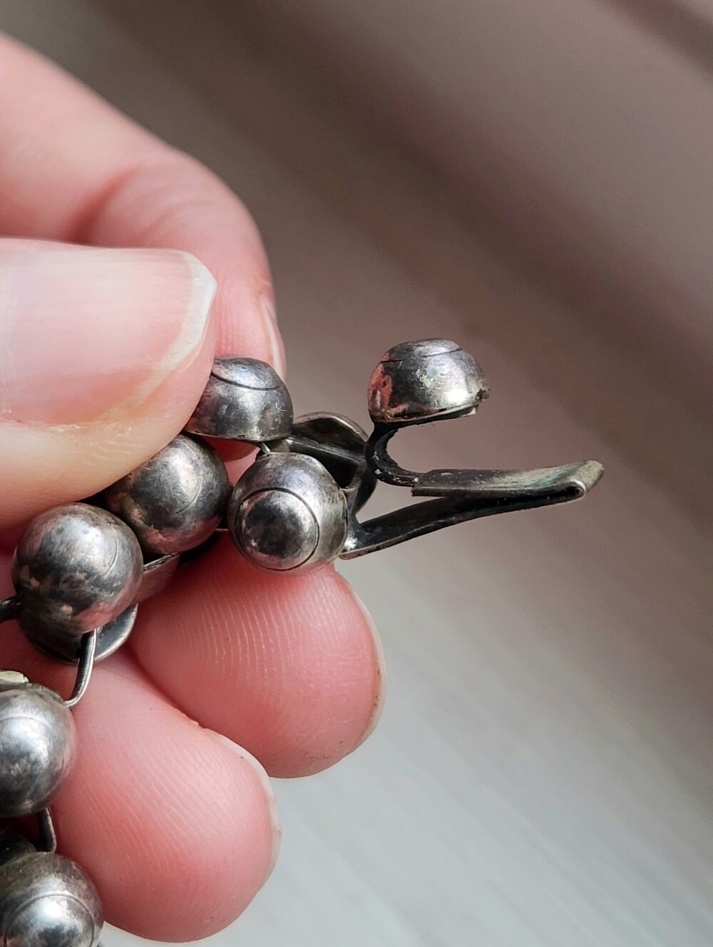 TAXCO STERLING SILVER CAVIAR TONGUE CLASP BRACELET 8 1/2" - Picture 10 of 12